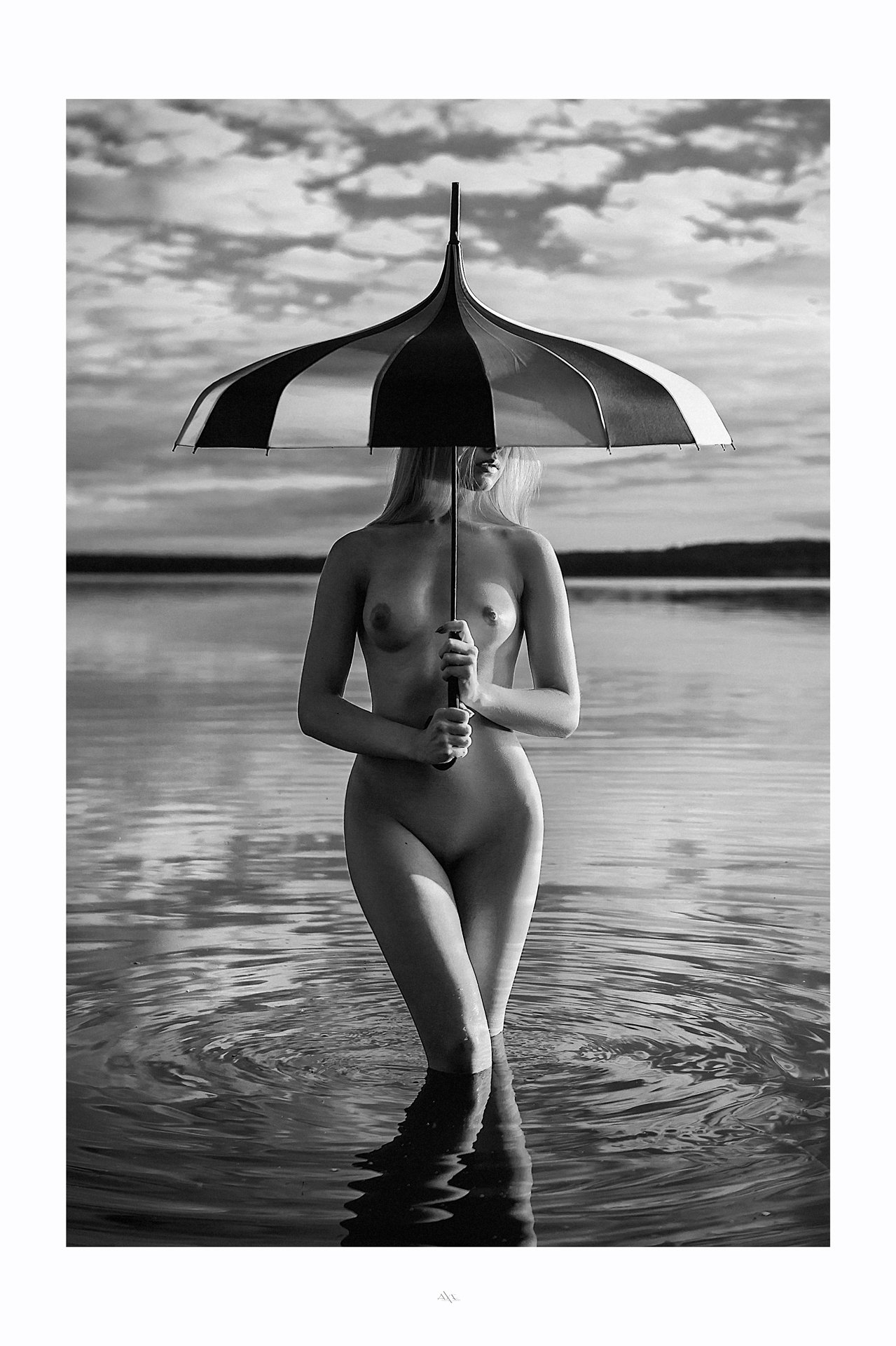 woman, nude, umbrella, black and white, fine art, Руслан Болгов (Axe)