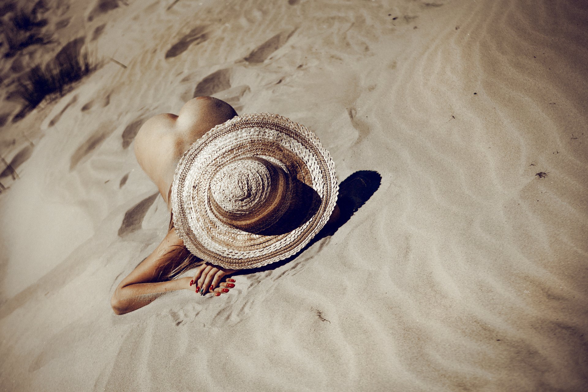 woman, nude, beach, hat, hot, Руслан Болгов (Axe)