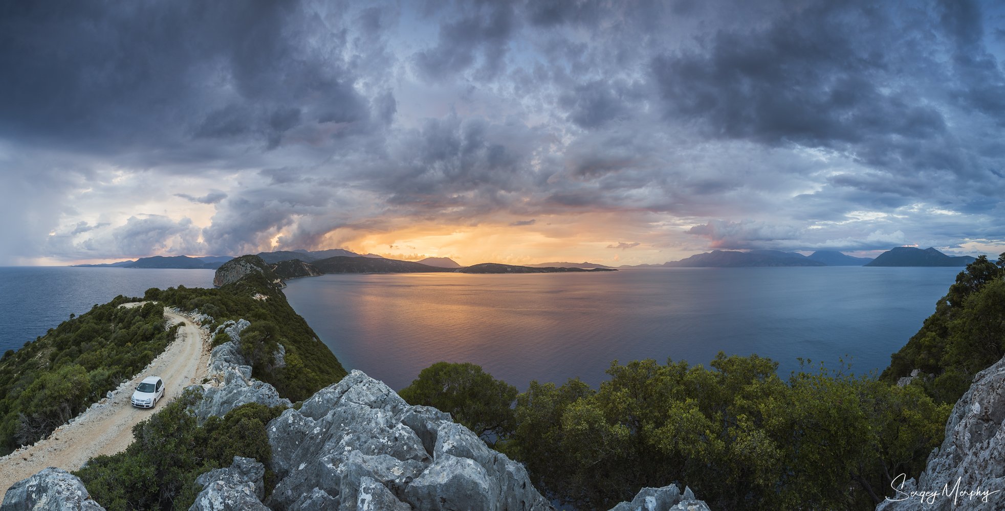 greece, meganisi, sunset, clouds, Sergey Merphy