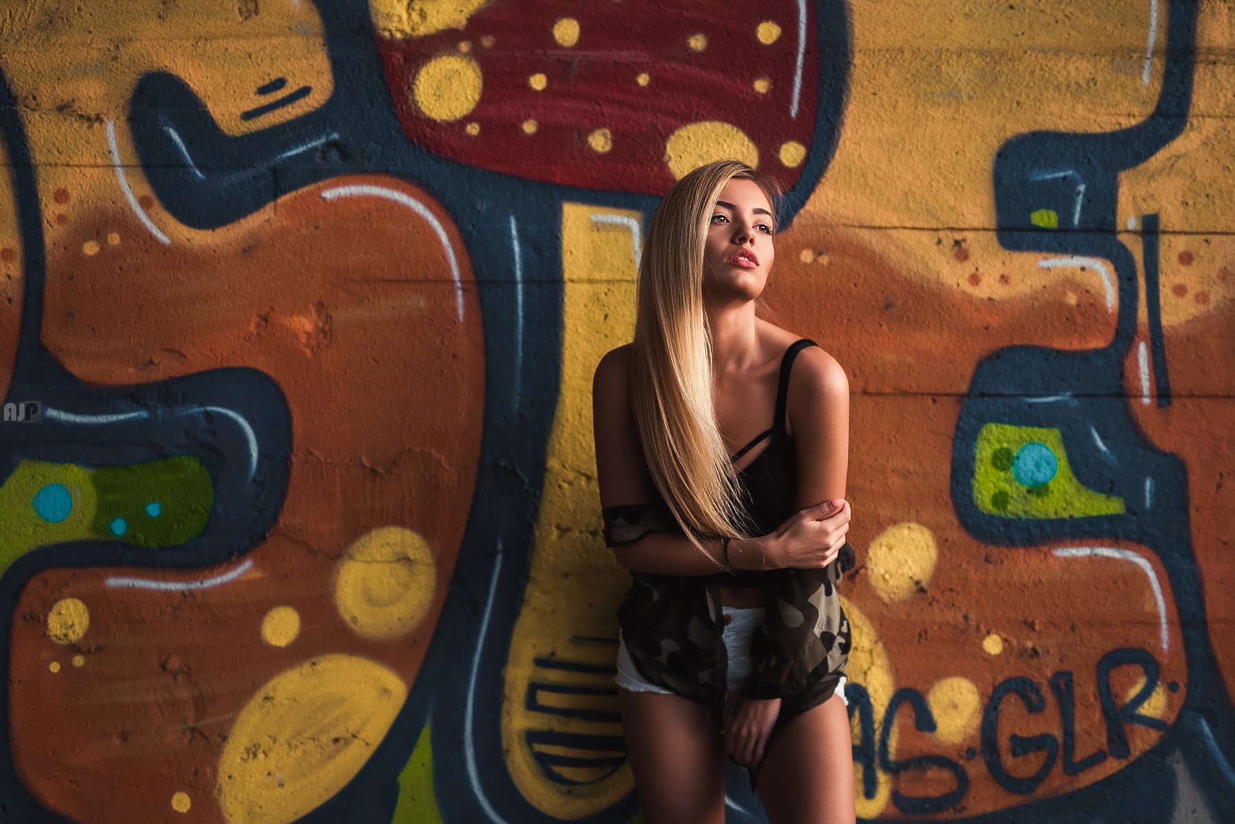 graffiti, beautiful, blonde, model, Atanas Petkov