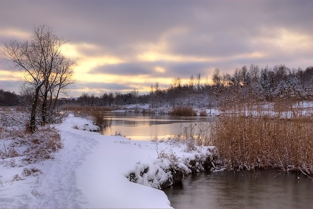 природа, пейзаж, зима, закат, снег, Sokolova Tatiana