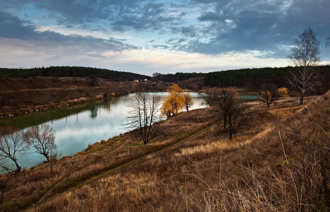 озеро, облака, осень, ноябрь, Elena