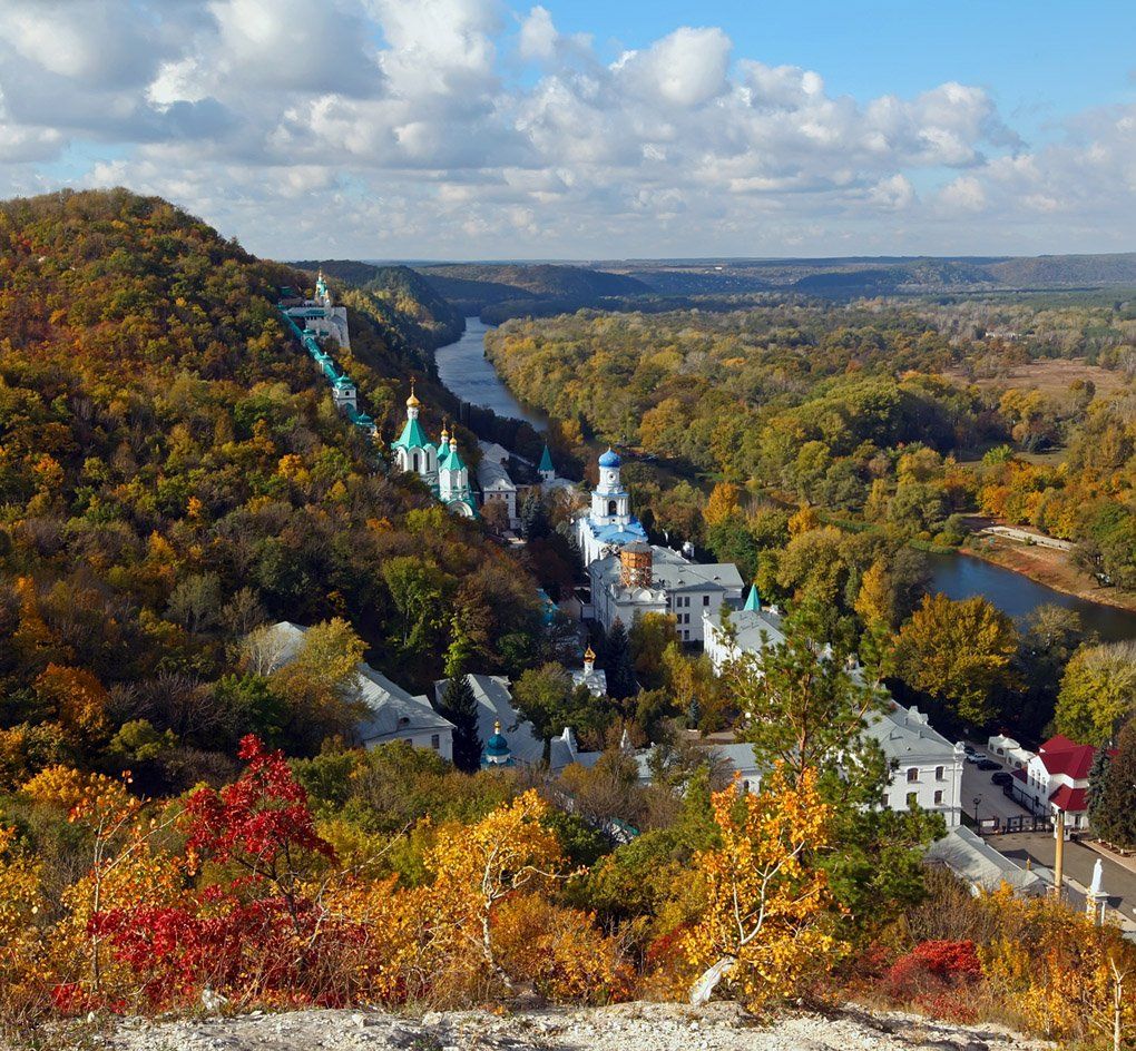 река, осень, взгляд, монастырь, лавра, осень, деревья, природа,  святогорье, украина,, Сергей Шульга