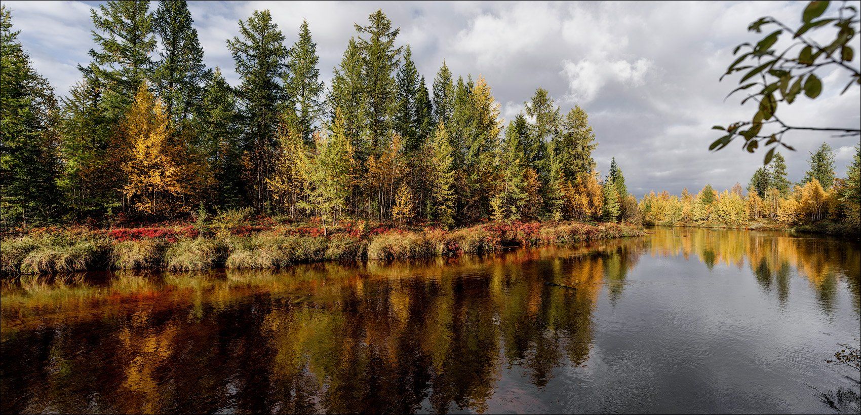 пейзаж,  природа,  лес,  тундра,  небо,  вода,  озеро,  осень, Роман Чудинович