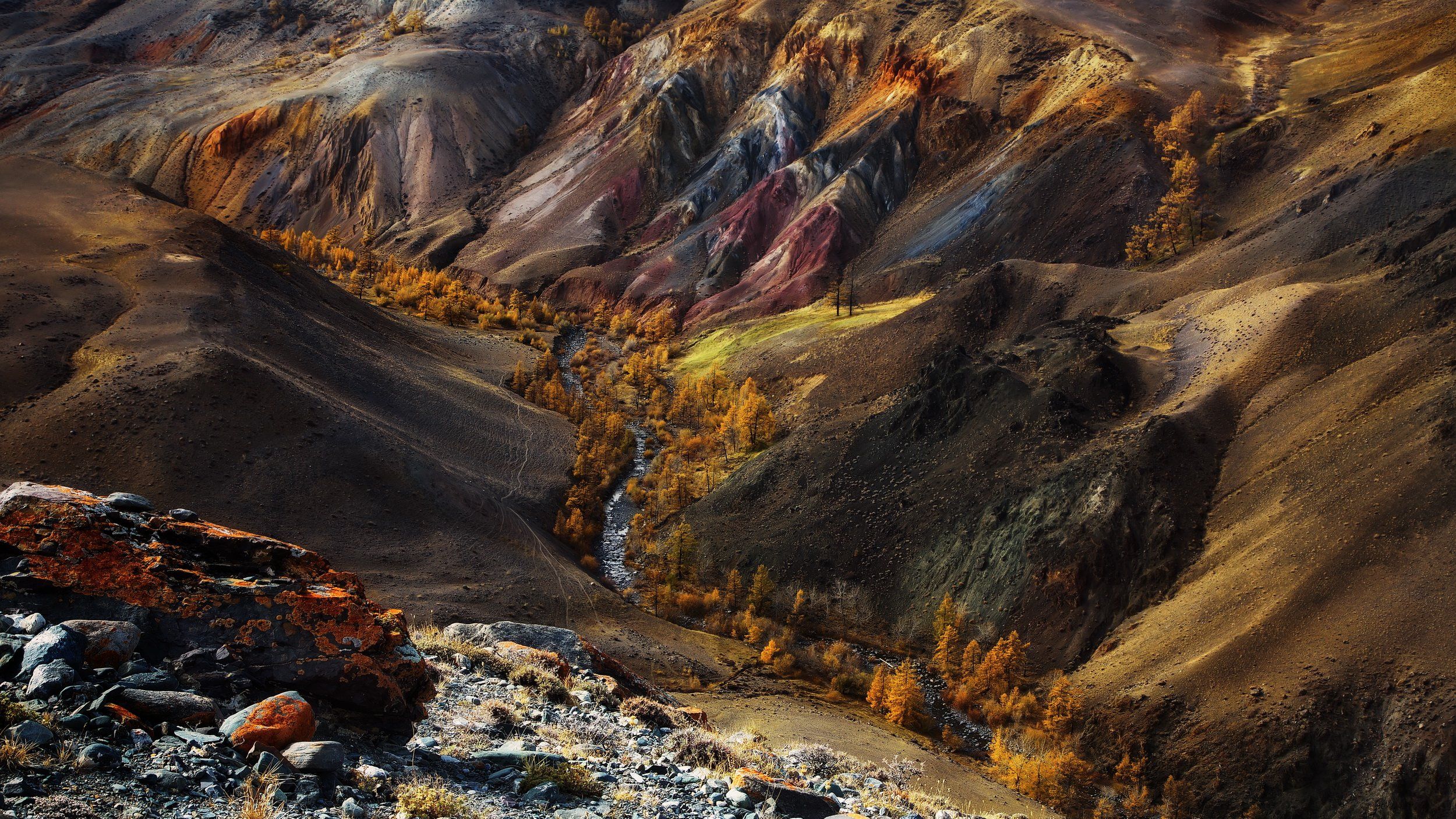 алтай кызыл чин красное ущелье осень палитра гор, Вениамин Дардык