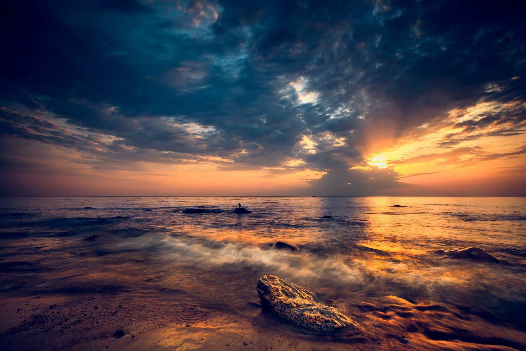 baltic sea, sunset, colors, seascape, wave, Руслан Болгов (Axe)
