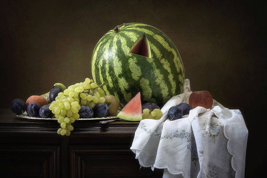 натюрморт, осень, плоды, урожай, художественное фото, арбуз, фрукты, Ирина Приходько