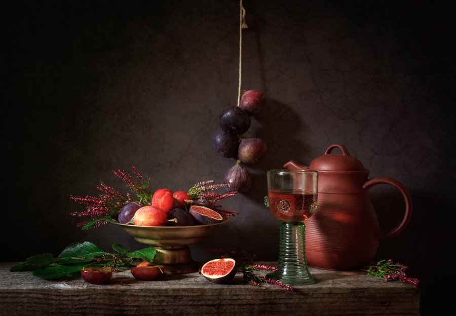 натюрморт, инжир, сливы, вереск, still life, figs, plums, heather, photo, Anyuta Gillespie