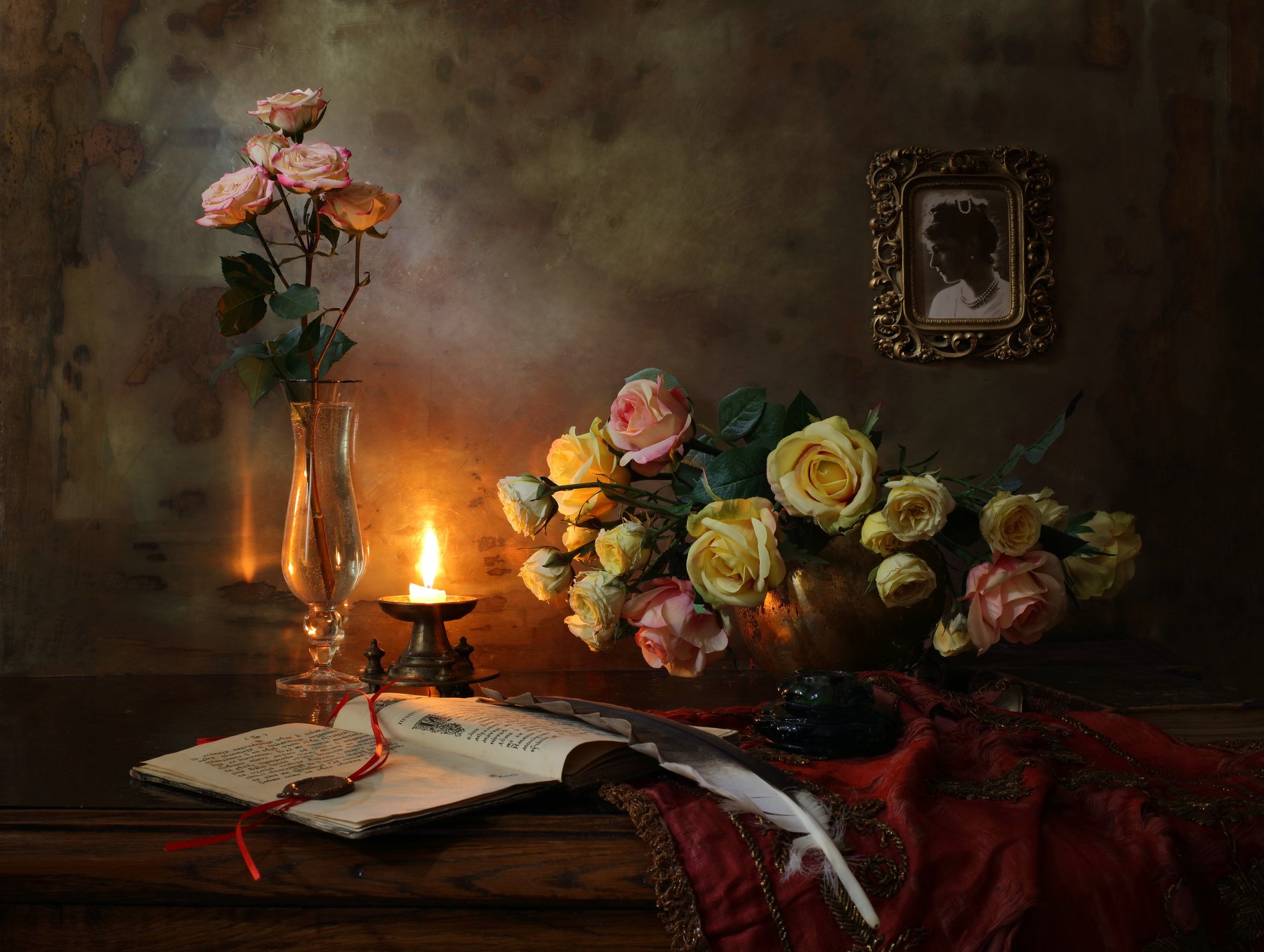 книга свет цветы розы желтый свеча красный, Андрей Морозов