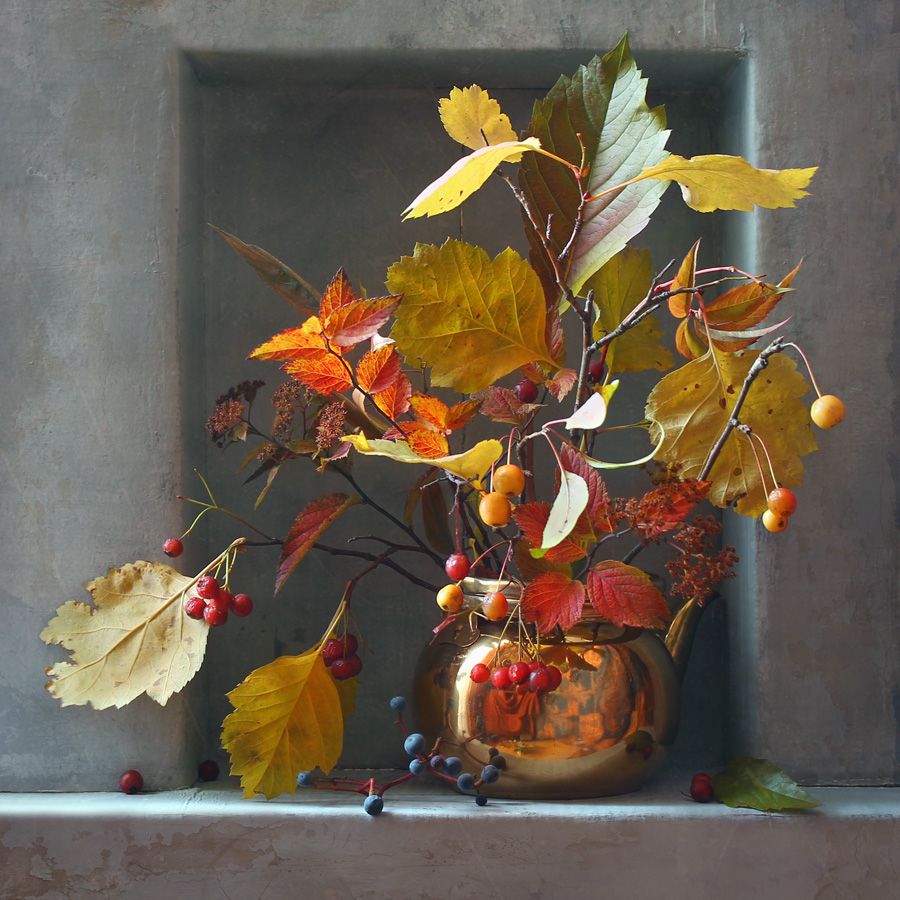 натюрморт, осень, октябрь, букет, листья, ниша, Курочкина Диана