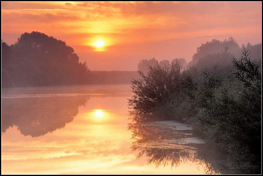 туман, река, рассвет, осень, краски, Григорий Иващенко