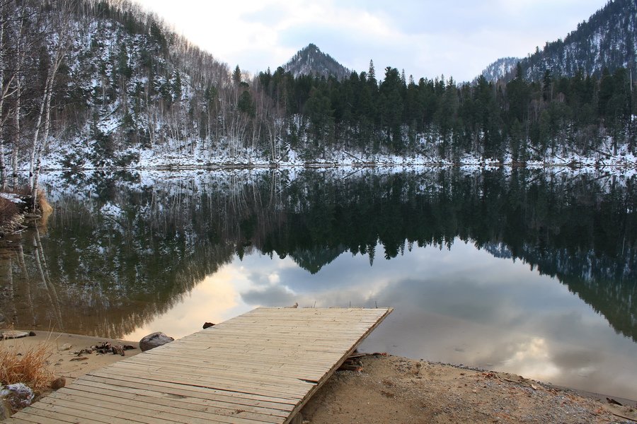 теплые, озера, изумрудное, деревья, отражение, пирс, Олег Шубаров