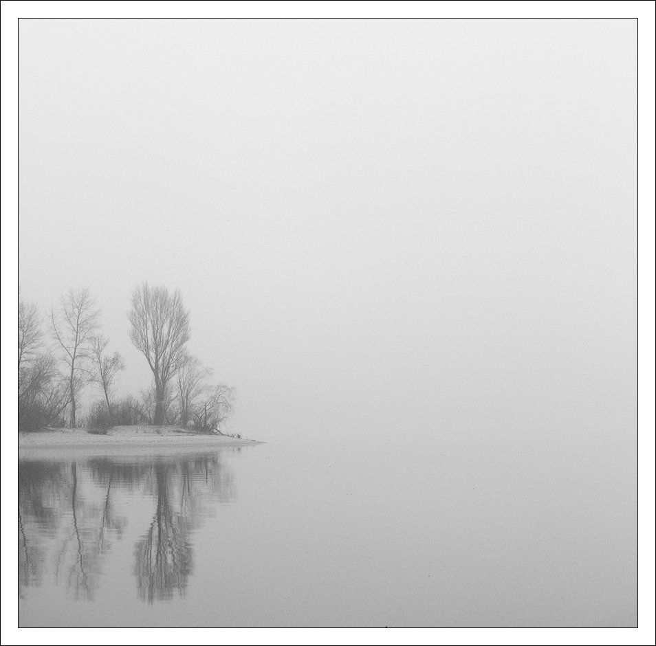 туман, река, минимализм, Максим
