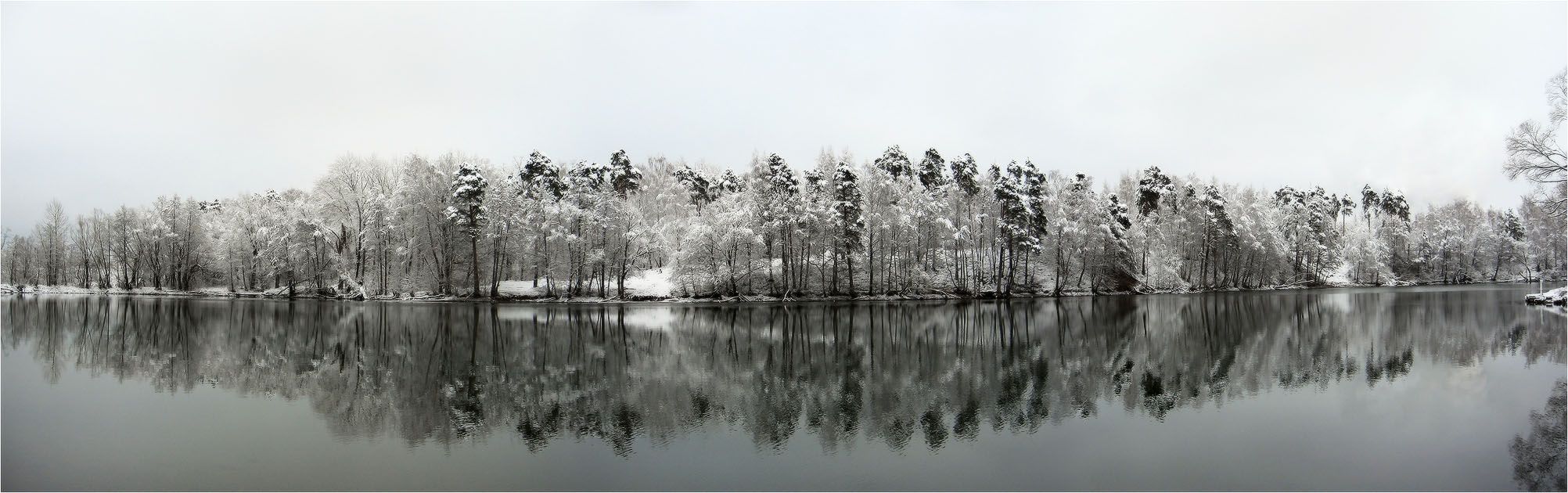 озеро, зима, отражения, КарОл