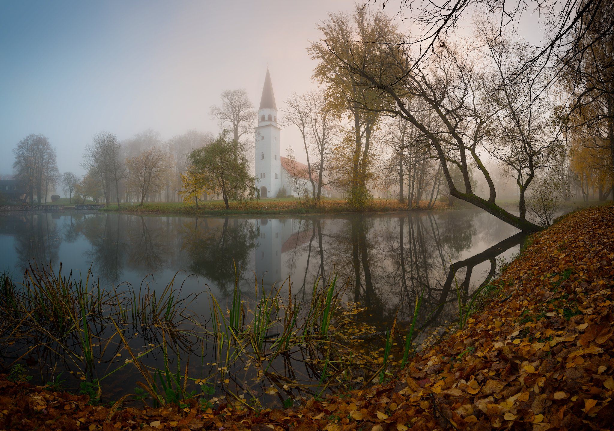 панорама пейзаж утро туман сигулда латвия осень рассвет, Алексей Мельситов
