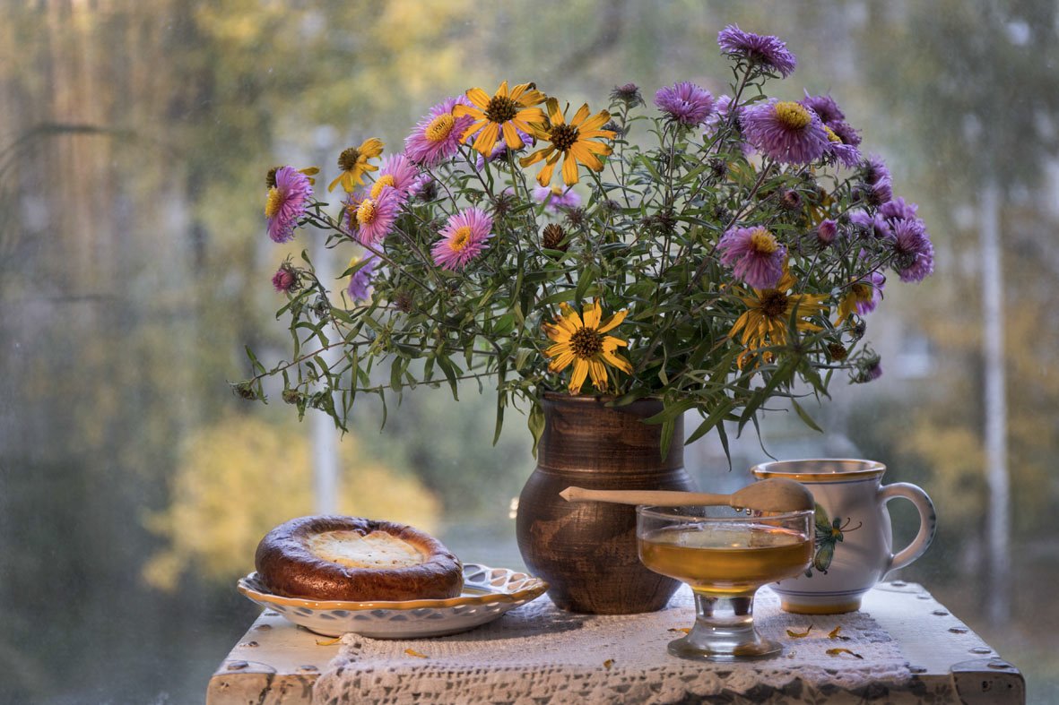 осень,натюрморт.цветы.чай,, Zadorina Svetlana