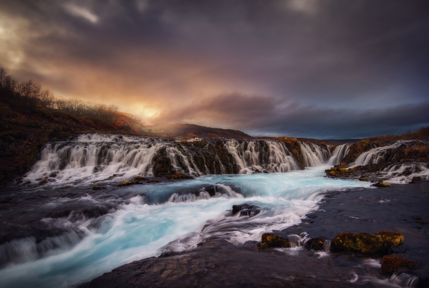burarfoss, iceland, landscape, waterfall, sunset, Genadi Dochev