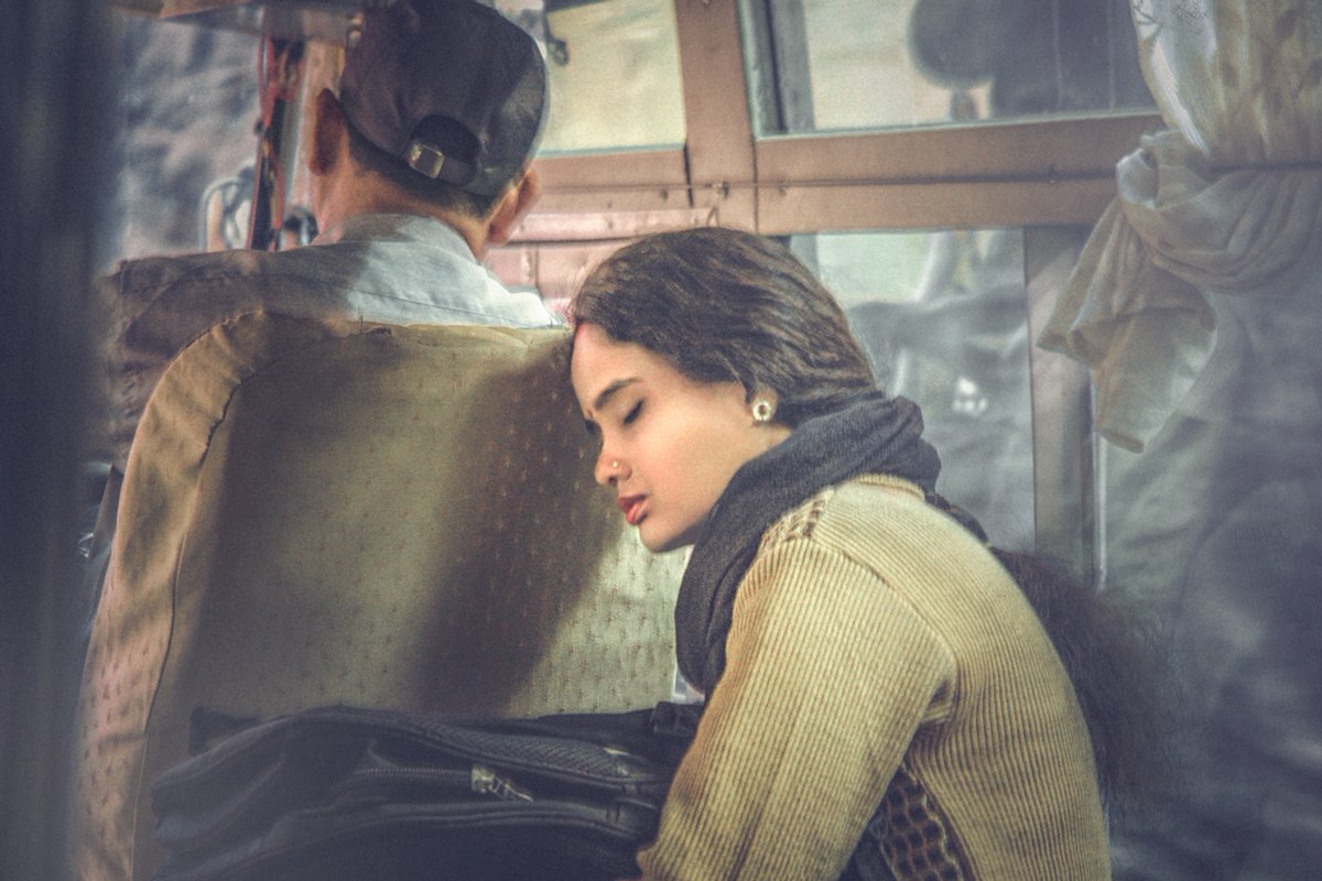 long journey home, dozing on a coach, nepali woman, fellow traveller, candid shot,, Tatyana Forever