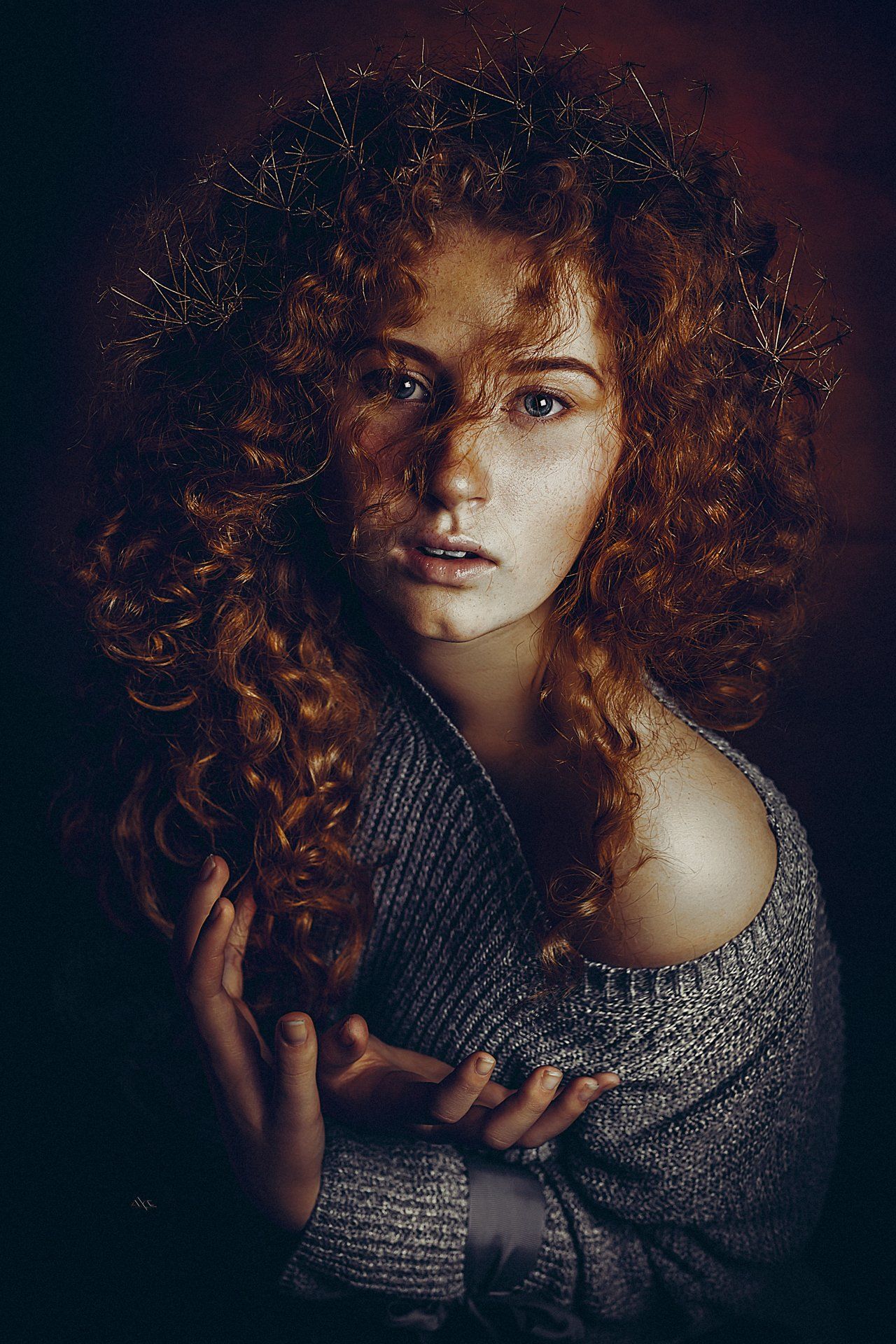 woman, portrait, redhead, studio, light, mood, Руслан Болгов (Axe)