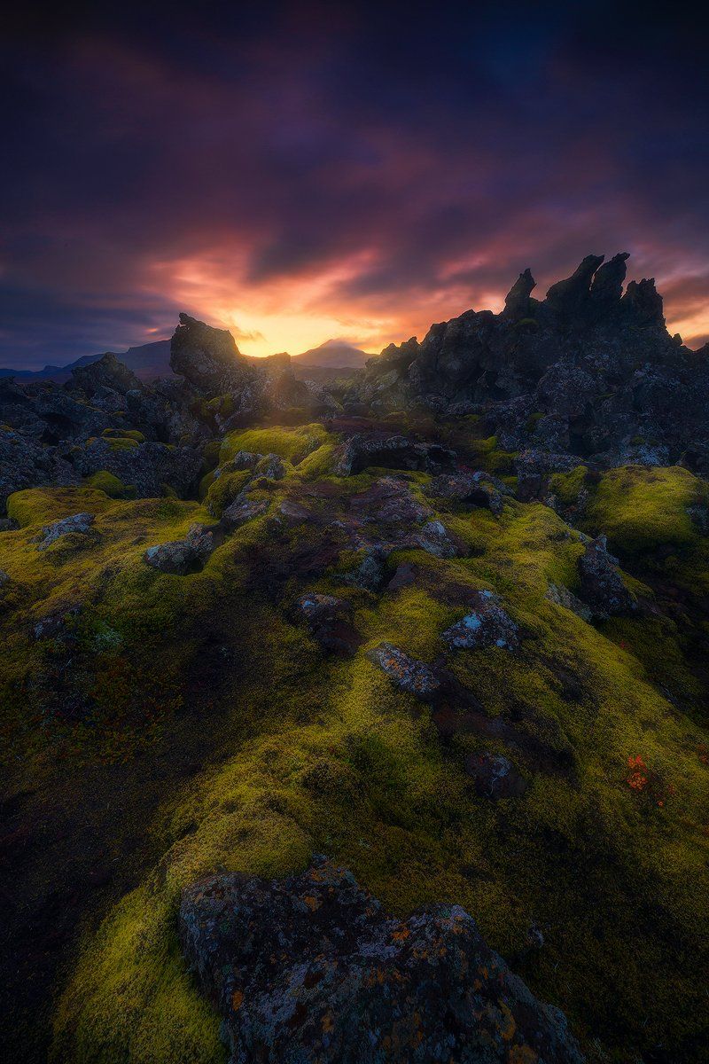 lava fields iceland sunrise clouds , Roberto Pavic