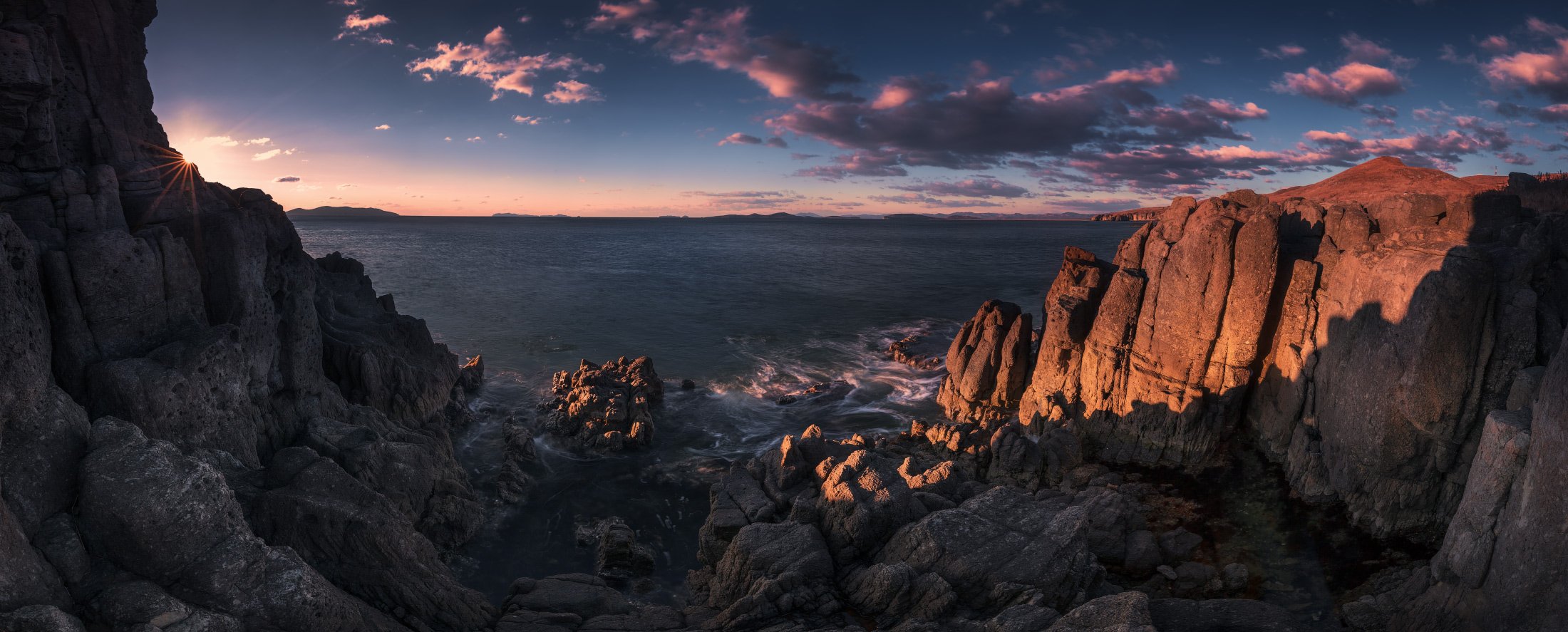 панорама, осень, море, утро, скалы, Андрей Кровлин