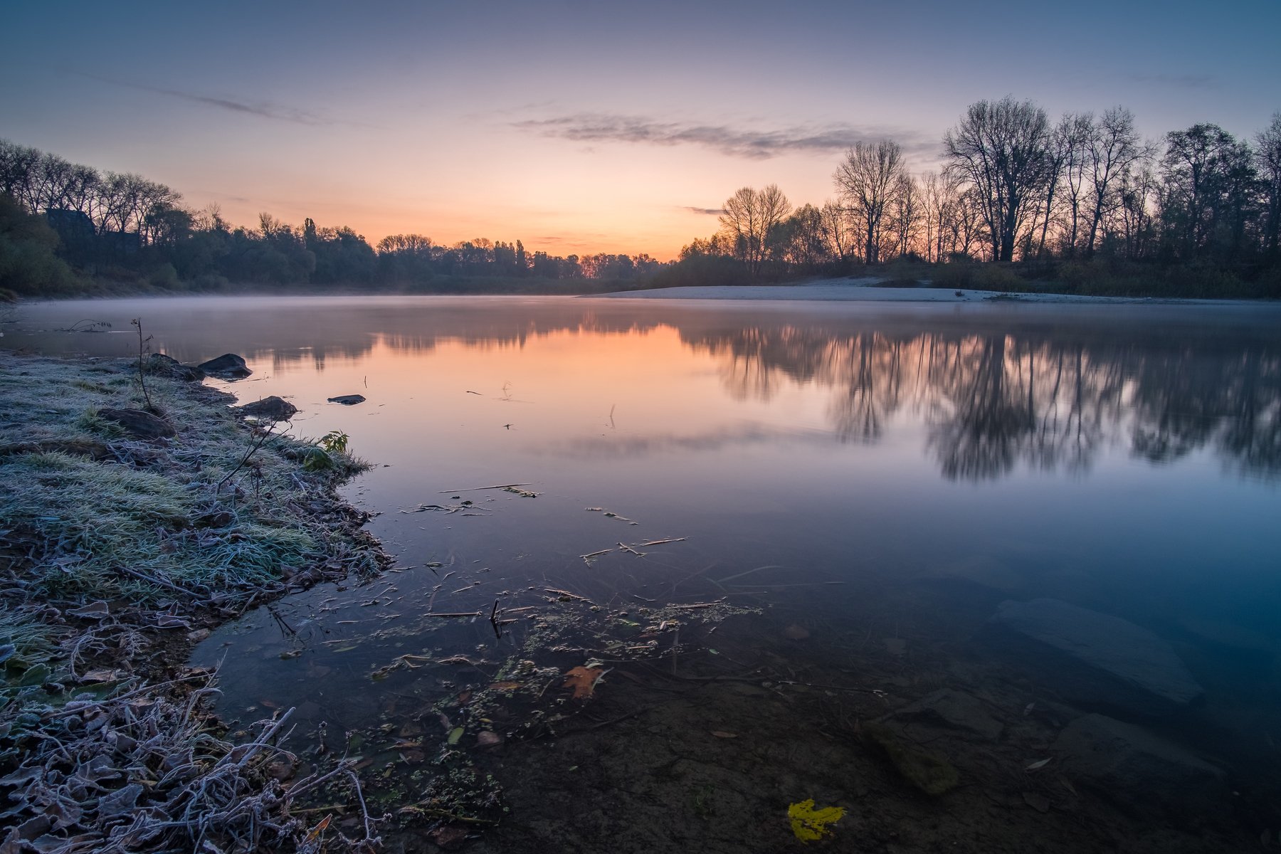 рассвет,утро,река,мороз,иней,природа,пейзаж,вода,десна, Alex Arendar