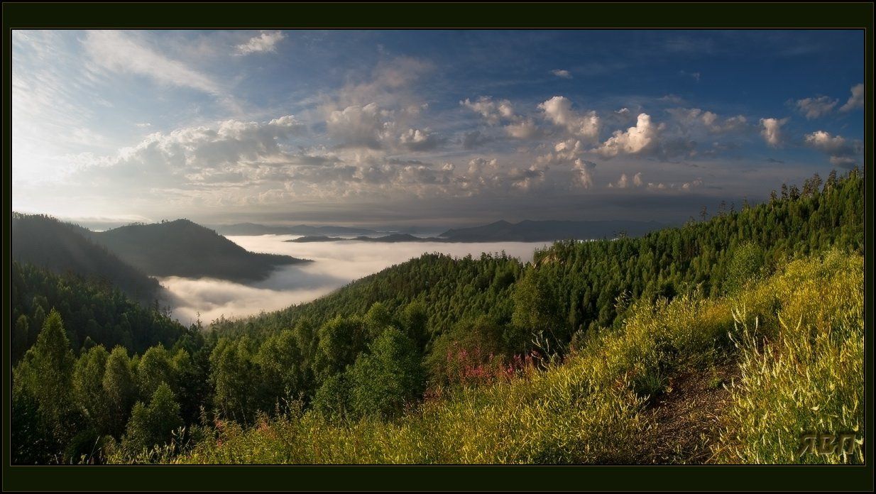 саяны, утро, туман, перевал, Виталий из Н-ска