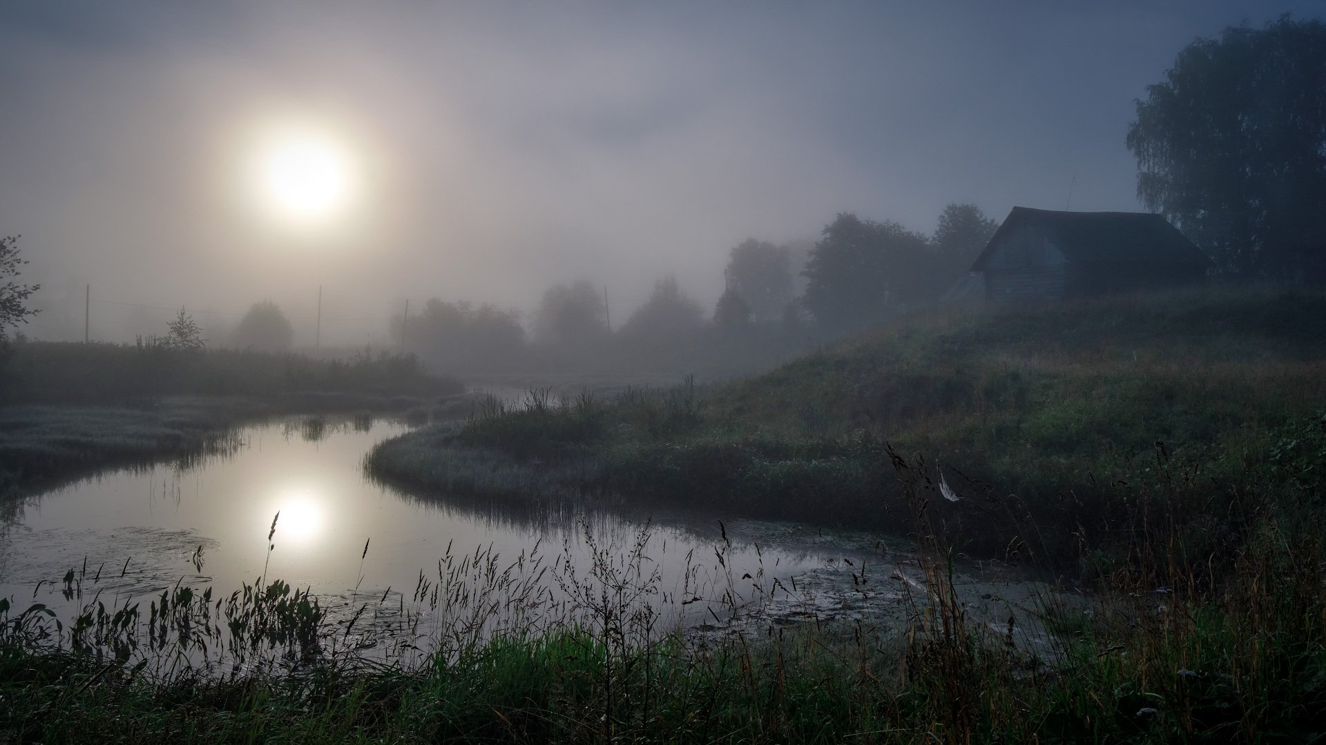 пейзаж, деревня, рассвет, утро, туман, река, перемское, Андрей Чиж