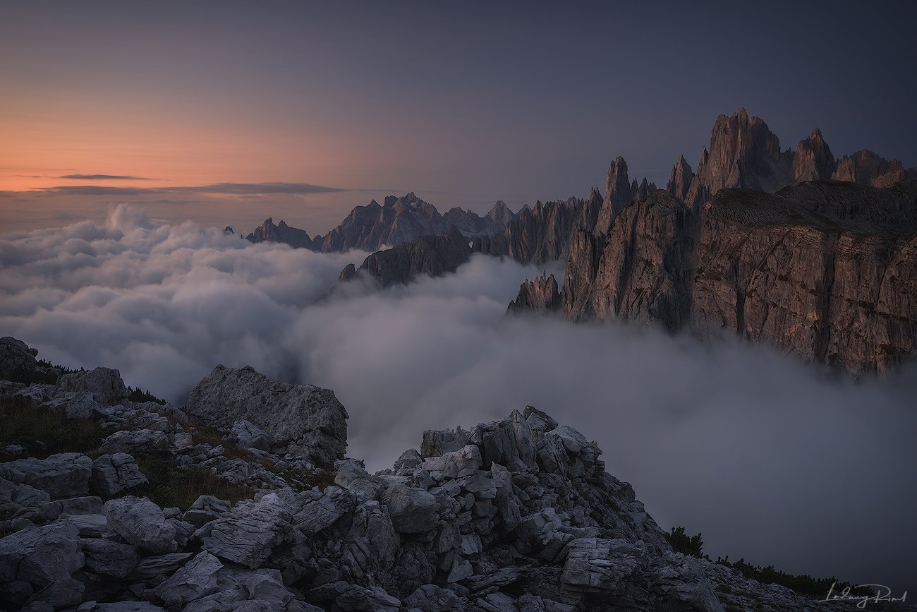 alps, awakening, beauty, before sunrise, chalk stone, cliffs, clouds, dolomites, fog, foggy, hiking, italy, klimbing, morning, morning glow, mountain top, mountaineers, mountains, nature, outdoors, rocks, scenic, south tyrol, sunrise, trkking, valley, Ludwig Riml