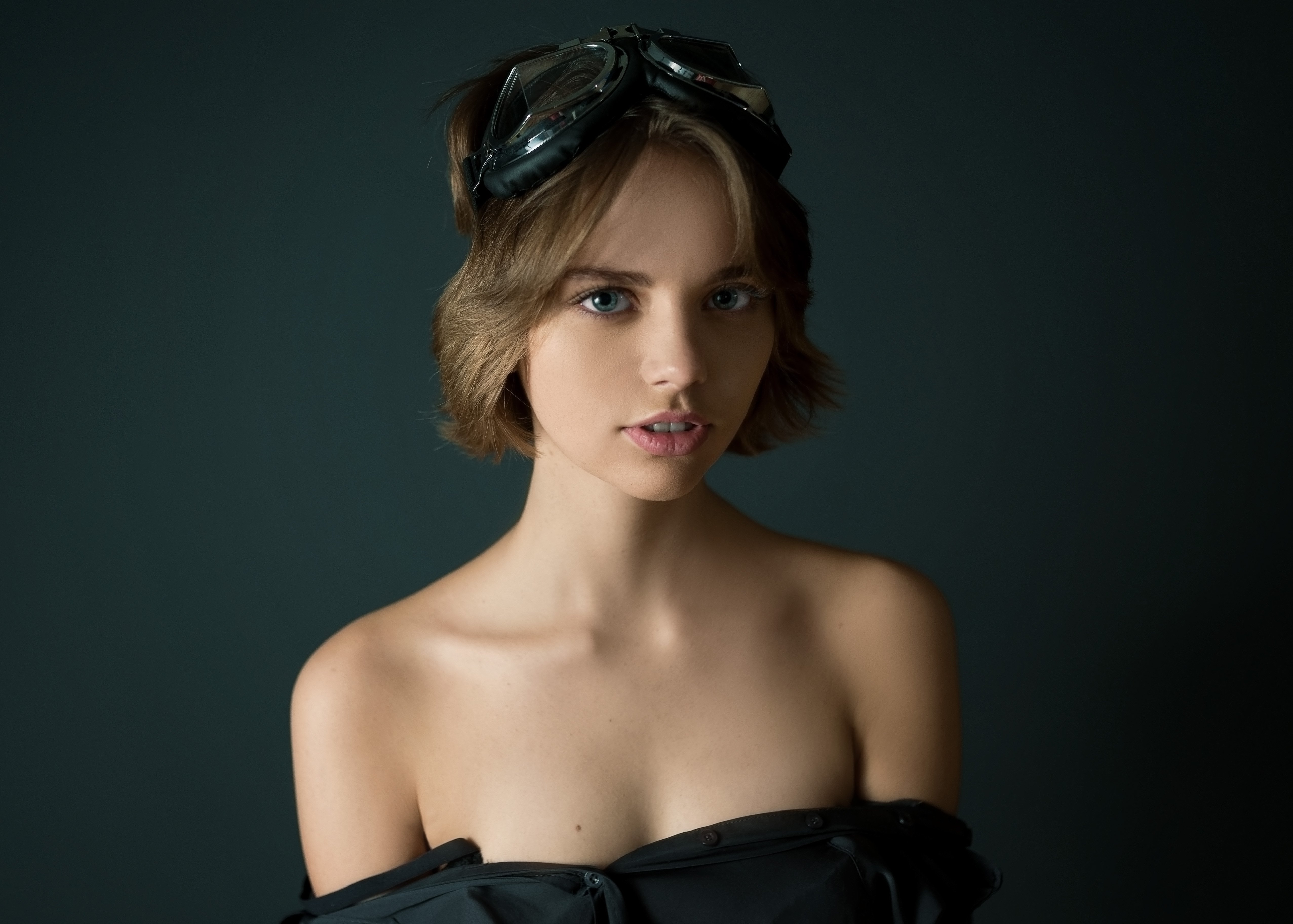 девушка молодая красивая портрет взгляд глаза очки стимпанк, Евгений Сибиряев