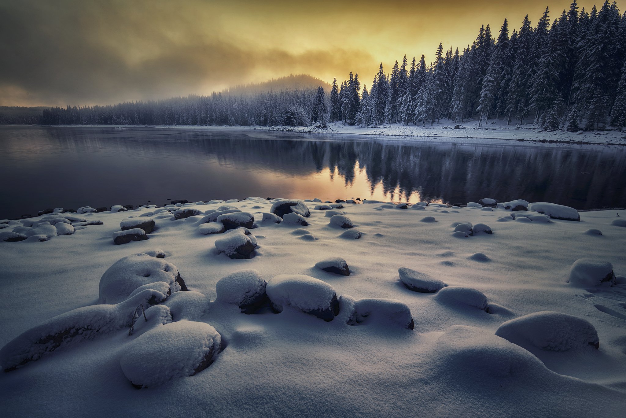пейзаж, природа, landscape, nature, snow, sunrise, Genadi Dochev