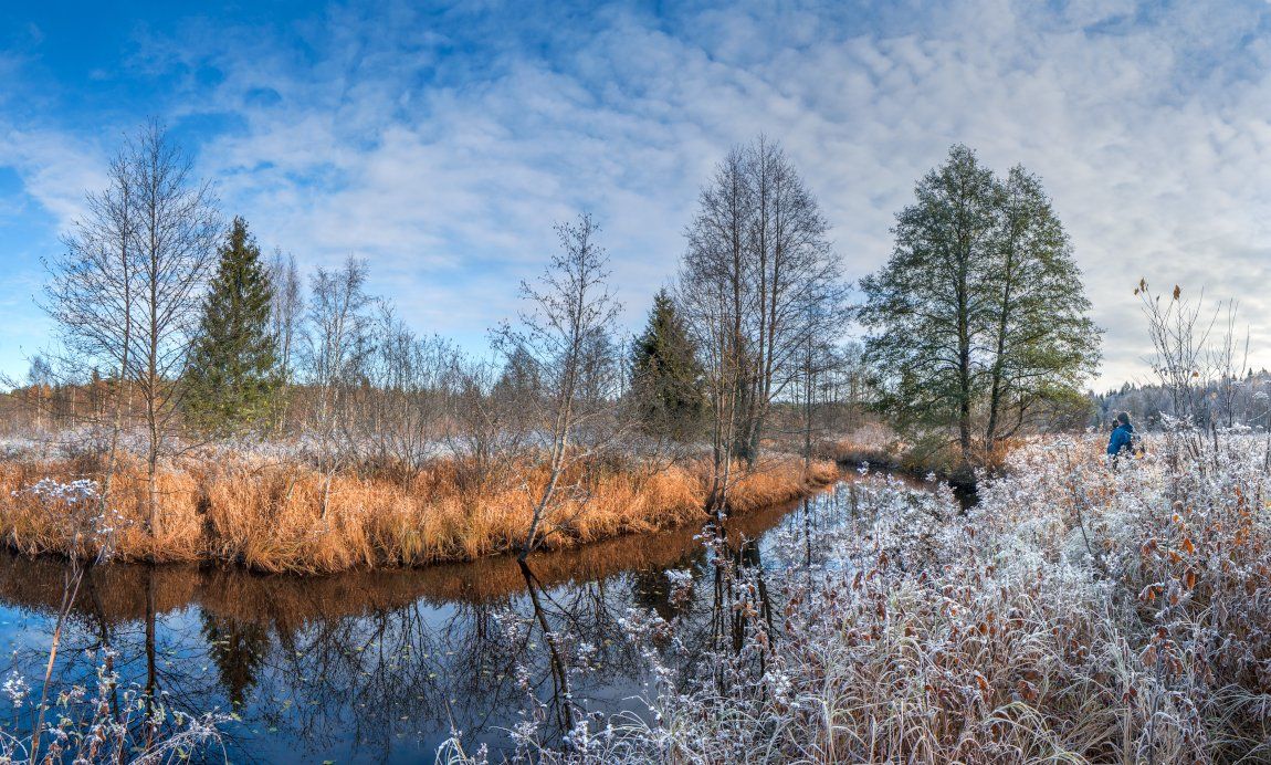 Кисовка, заморозок, осень, река, Вологодская обл., иней, Дмитрий Козлов