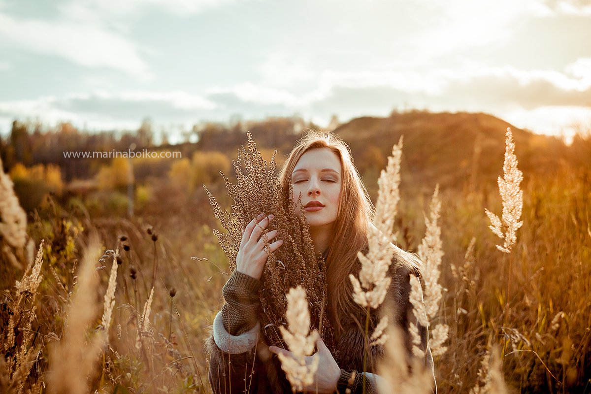 portrait, woman portrait, woman, autumn, light, lighting, sky, sun, photo, photography, фото, фотография, портрет, женский портрет, солнце, свет, Марина Бойко