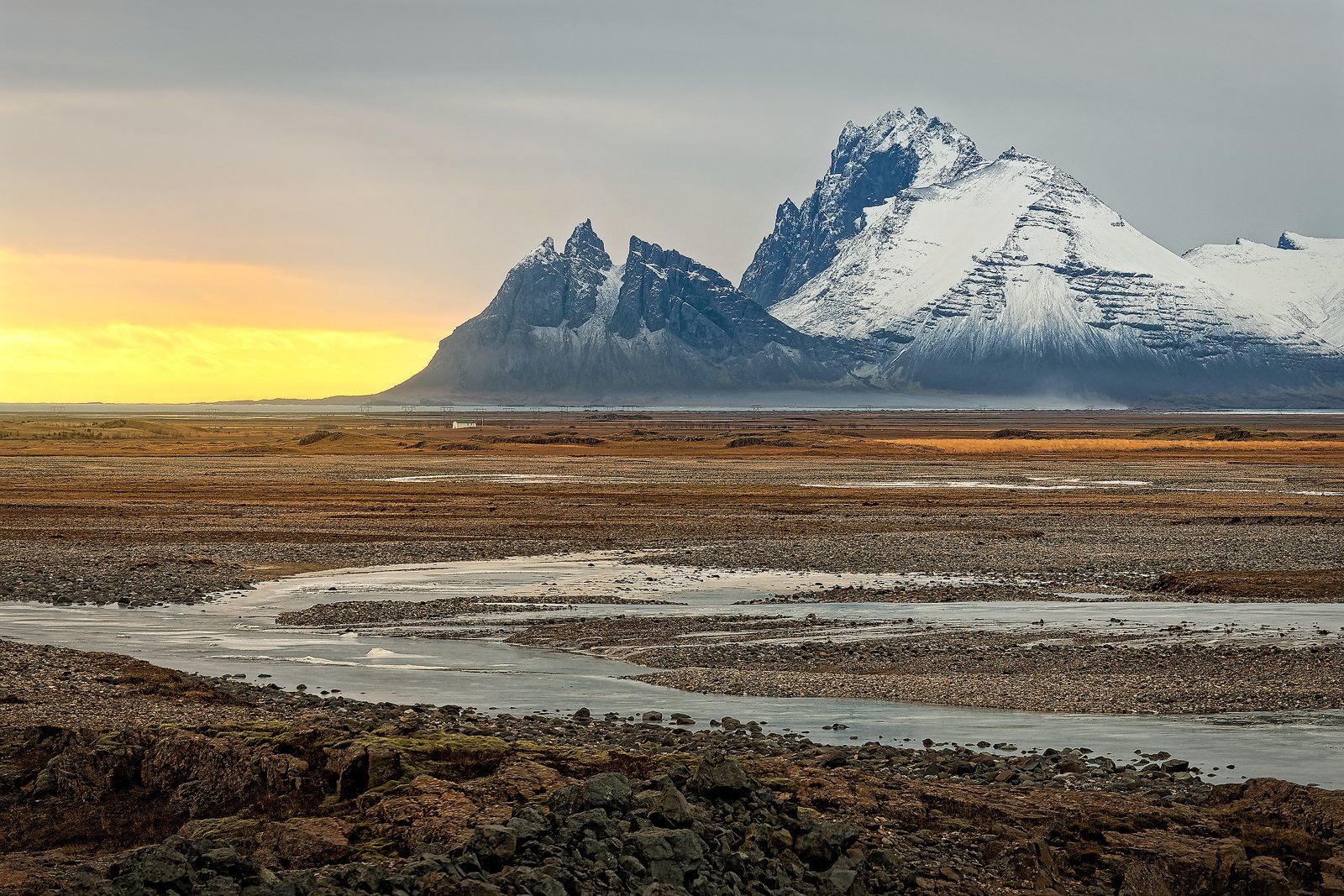 Исландия, горы, закат, река, Iceland, mountains, sunset, river, stones, , Сергей Курля