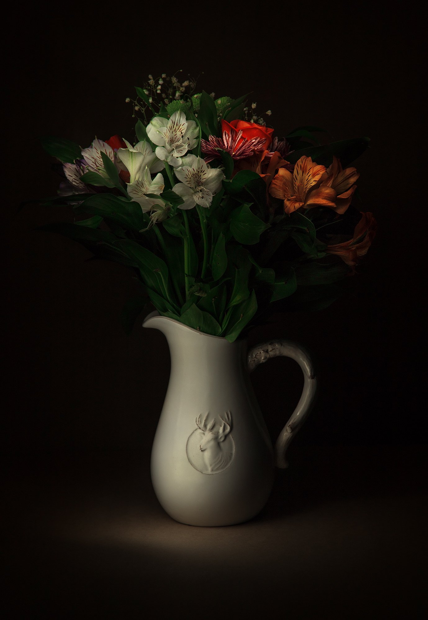 Световая кисть, цветы, букет, кувшин, олень, длинная выдержка, Андрей Голов