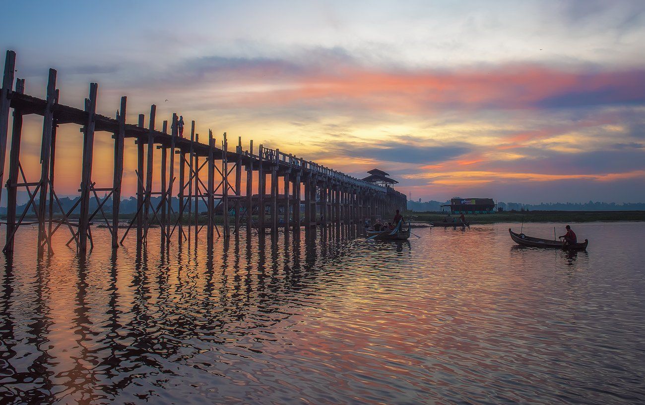 пейзаж,рассвет,путешествие,мост,тиковый,бирма,азия,u,bein,bridge,myanmar,, Валерий Ряснянский