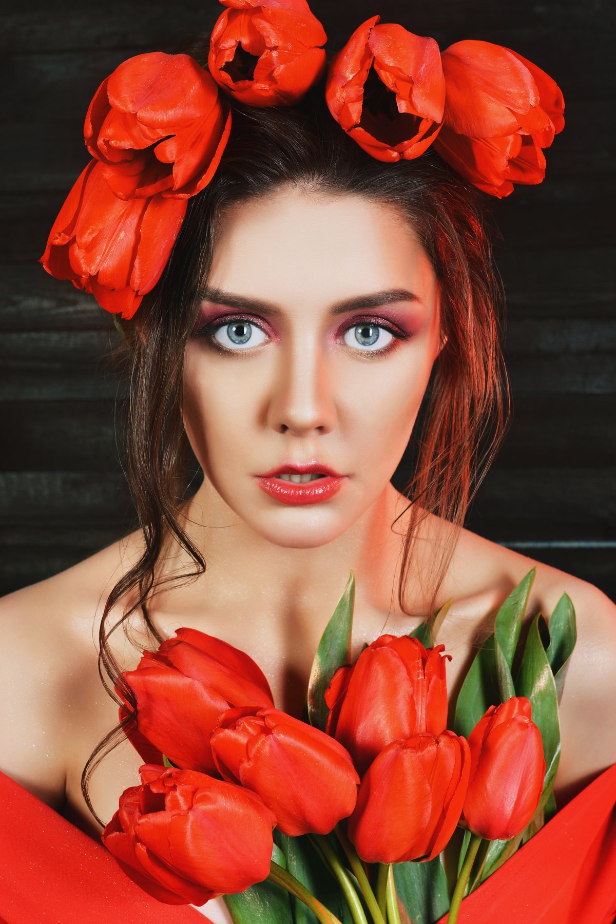 девушка, тюльпан, портрет, девушка с тюльпанами, Левченко Яна