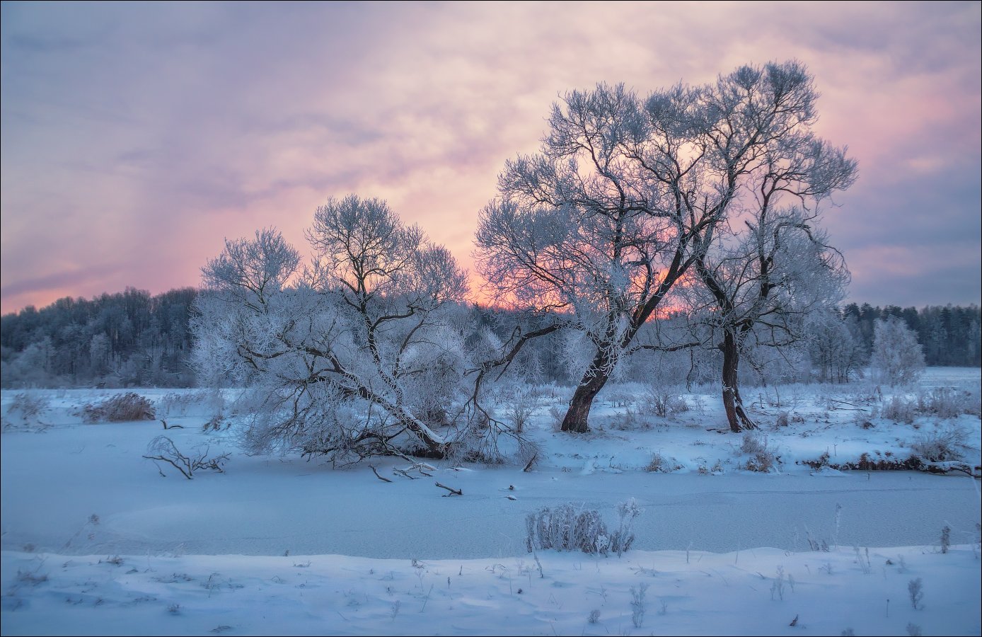 зима, рассвет, река,, Сергей Шабуневич