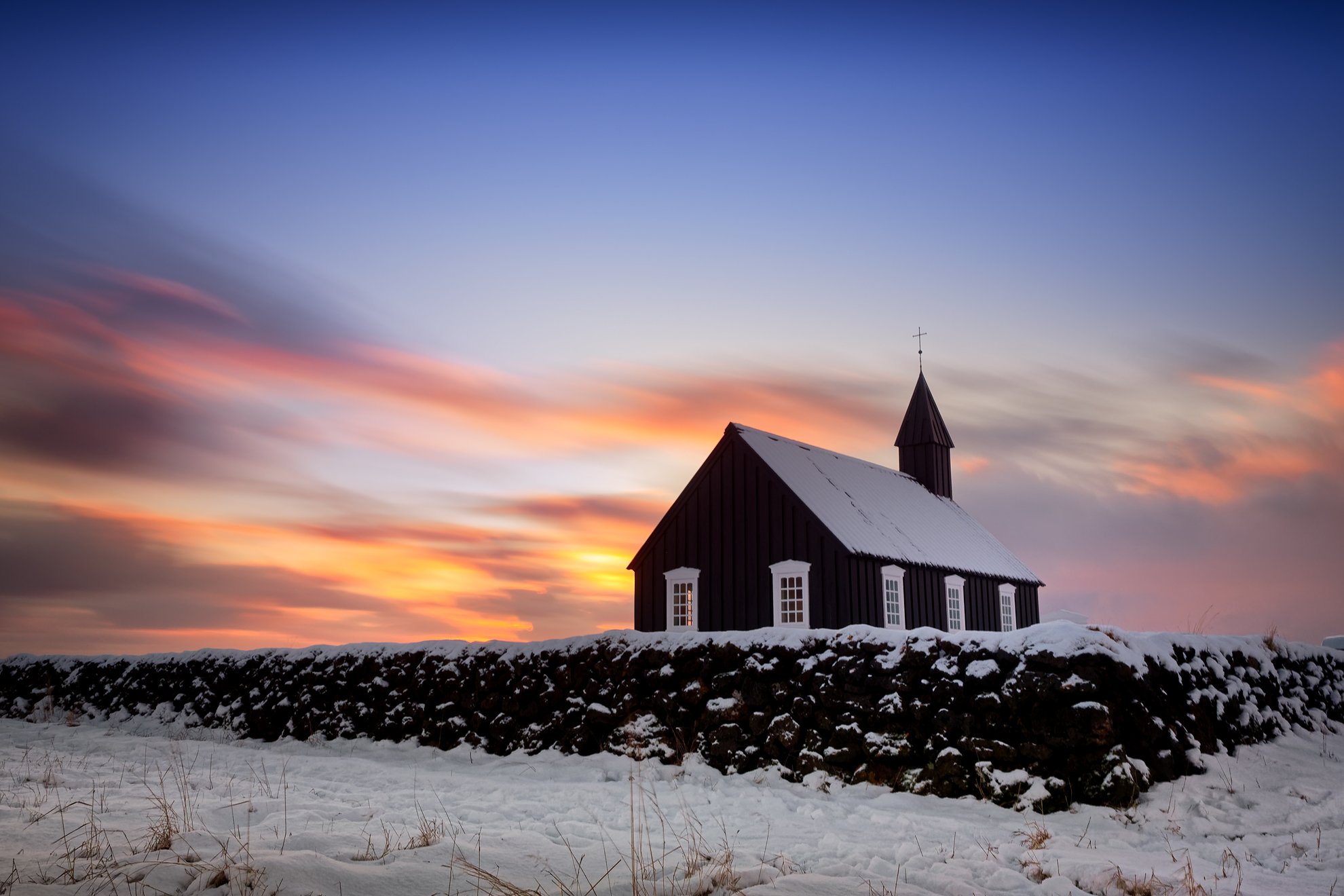 исландия, iceland, sunset, церковь, church, budir, Сергей Курля