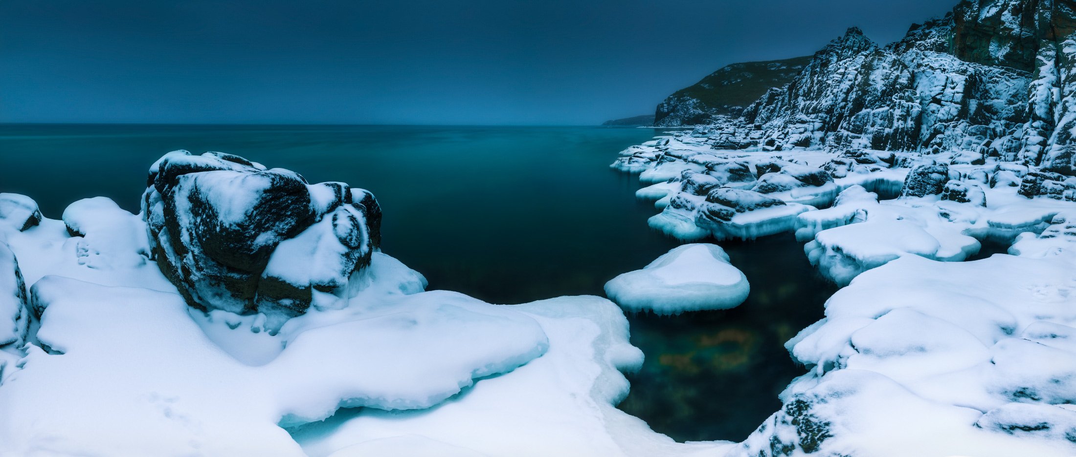 панорама, зима, море, лёд, снег, Андрей Кровлин