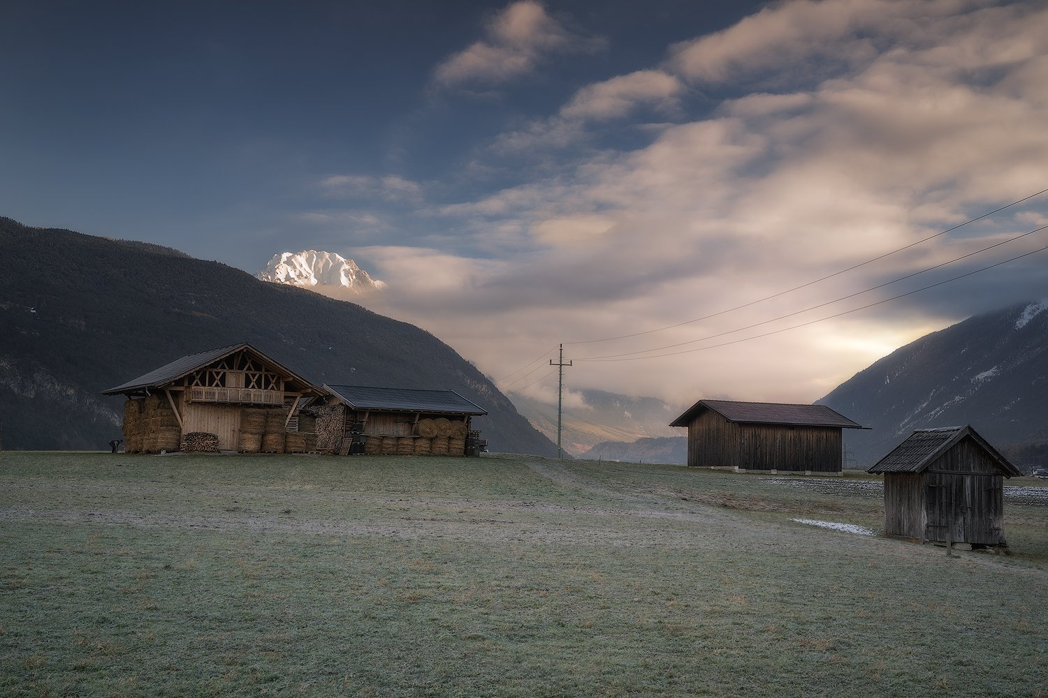 acres, agicutural building, agriculture, alps, austria, austrian alps, balcony, barns, clouds, farmhouse, forest, frost, frosty, fruit trees, gurgltal, hauses, hey barns, hill, hills, huts, imst, landscape, log cabin, meadows, morning, morning glow, moult, Ludwig Riml