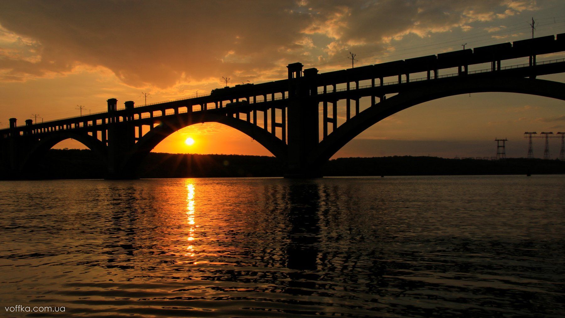 river,	sunset,	днепр,	закат, запорожье,	мост,	остров, пейзаж,	поезд,	река, хортица,	фотограф мелитополь, Владимир Переклицкий