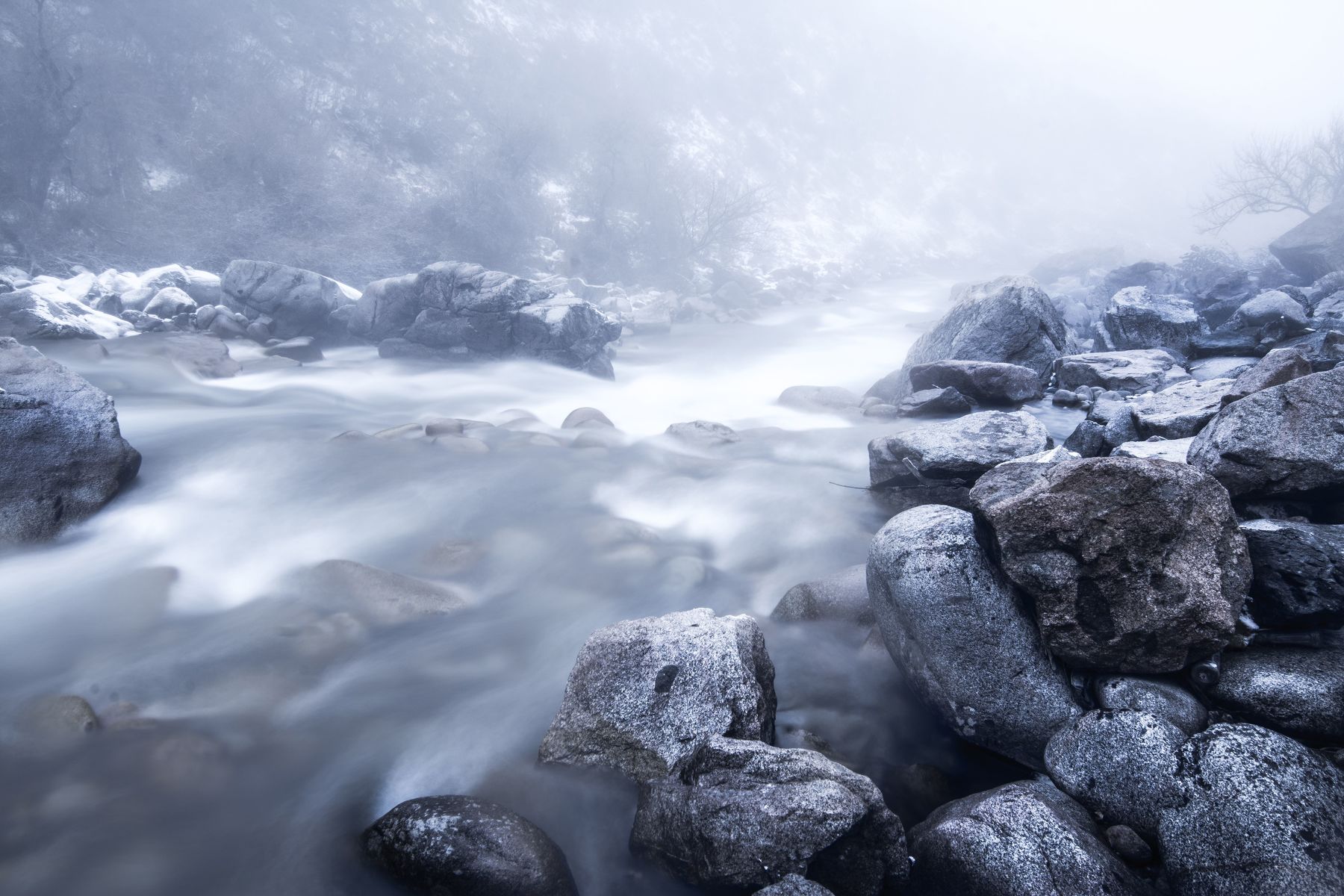 река, горы, туман, камни, скалы, природа, пейзаж, зима, Василий Шумкин