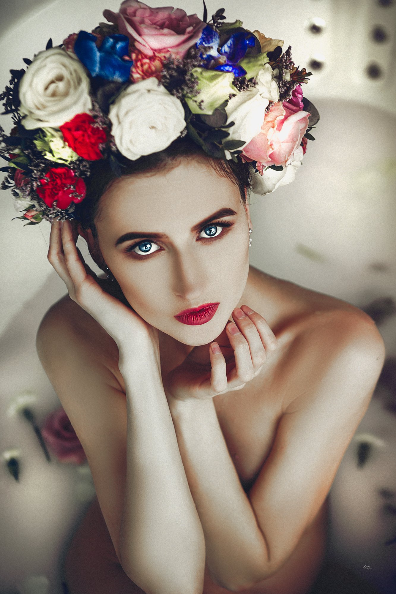 woman, portrait, beauty, pregnancy, flowers, natural light, Руслан Болгов (Axe)
