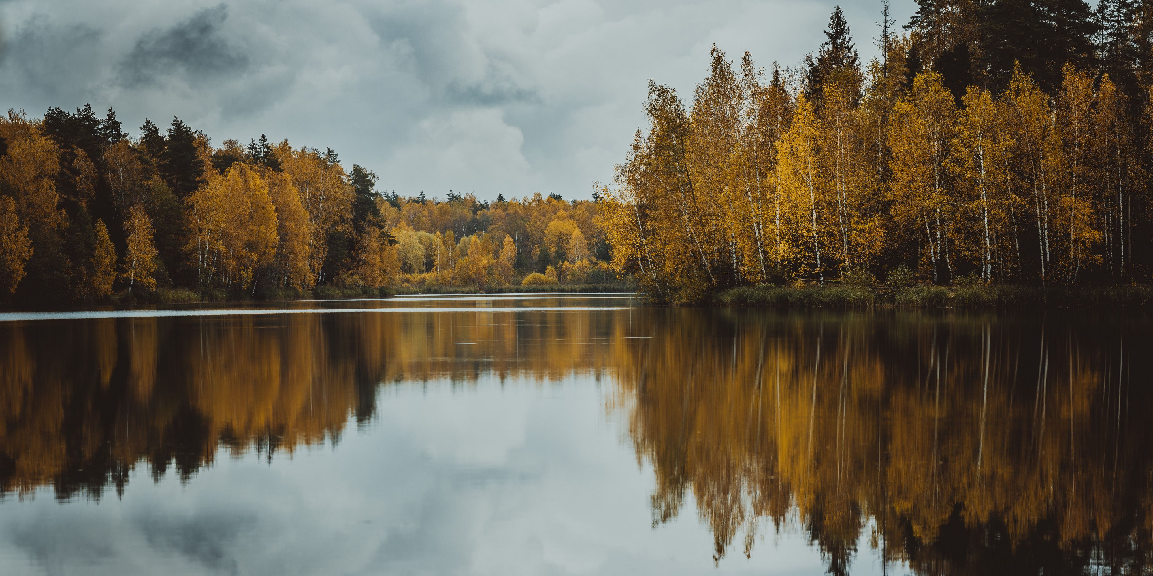 Пейзаж, осень, озеро, природа, деревья, Василий Шумкин