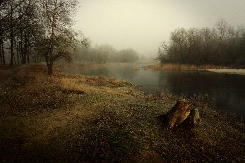 утро зима январь река туман, Петриченко Валерий