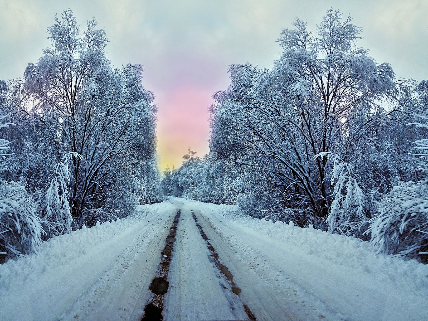 зимняя дорога зима холод мороз деревья помолейко беларусь pomoleyko, Павел Помолейко