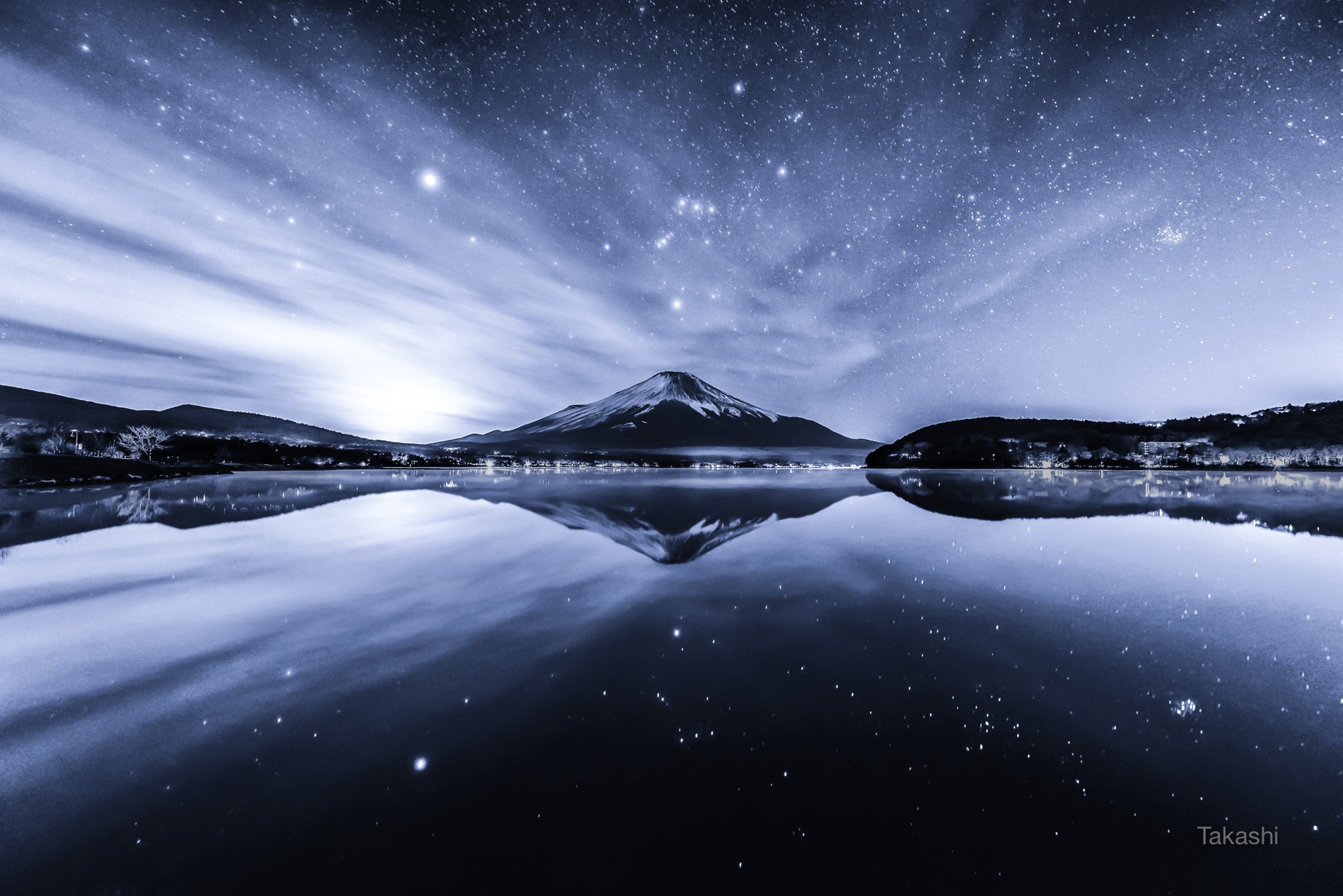Fuji,mountain,Japan,cloud,lake,water,reflection,star,orion,beautiful,fantastic,amazing,bye,sky, Takashi