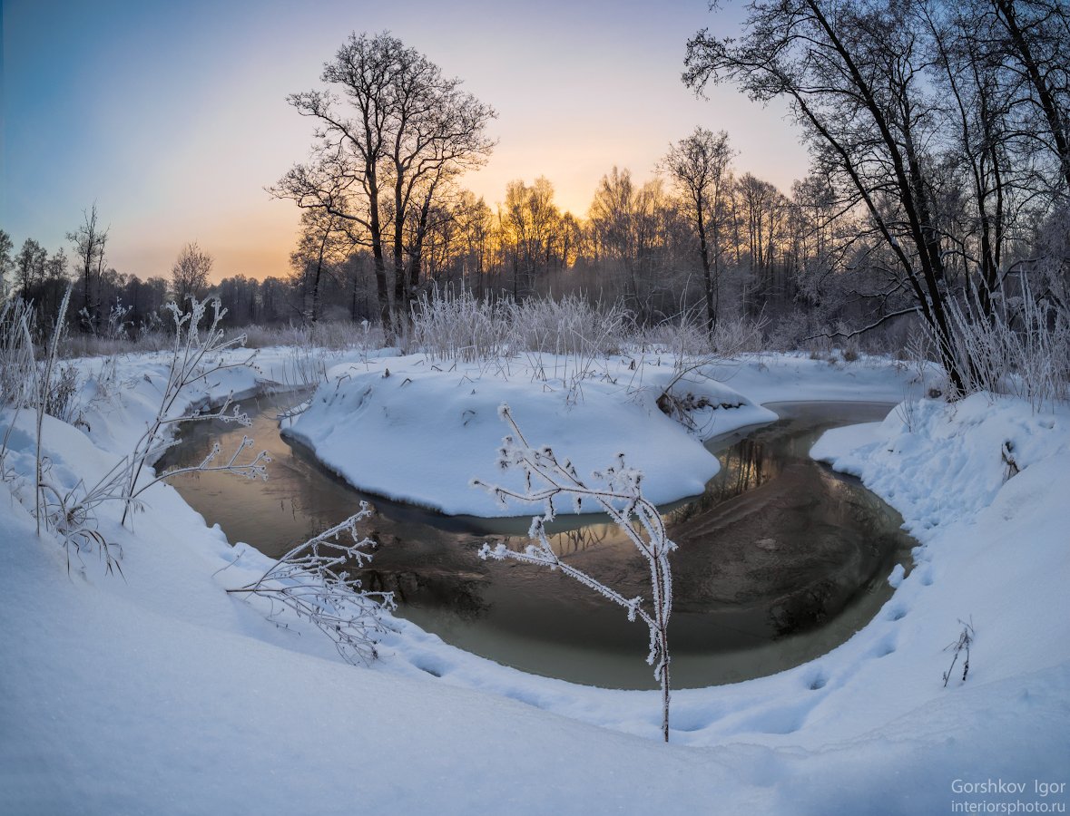 измайловский парк,подкова,река,серебрянка,утро,рассвет,мороз,снег,иней,фишай,пейзаж,природа,зима,лес,парк,измайлово,москва, Горшков Игорь