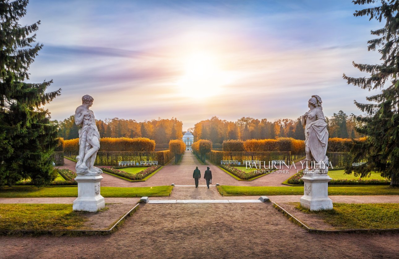 санкт-петербург, царское село, солнце, женщины, скульптура, парк, осень, пейзаж, Юлия Батурина
